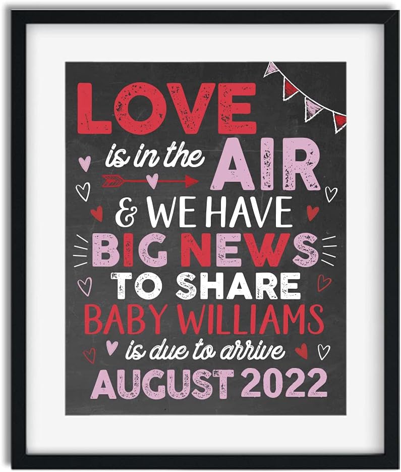 Valentine's Pregnancy Announcement Paper Art Print | Pregnancy Announcement Sign | Baby Announcement Photo Prop | Baby on the Way Sign | New Baby Sign | Valentine's Day Baby Announcement