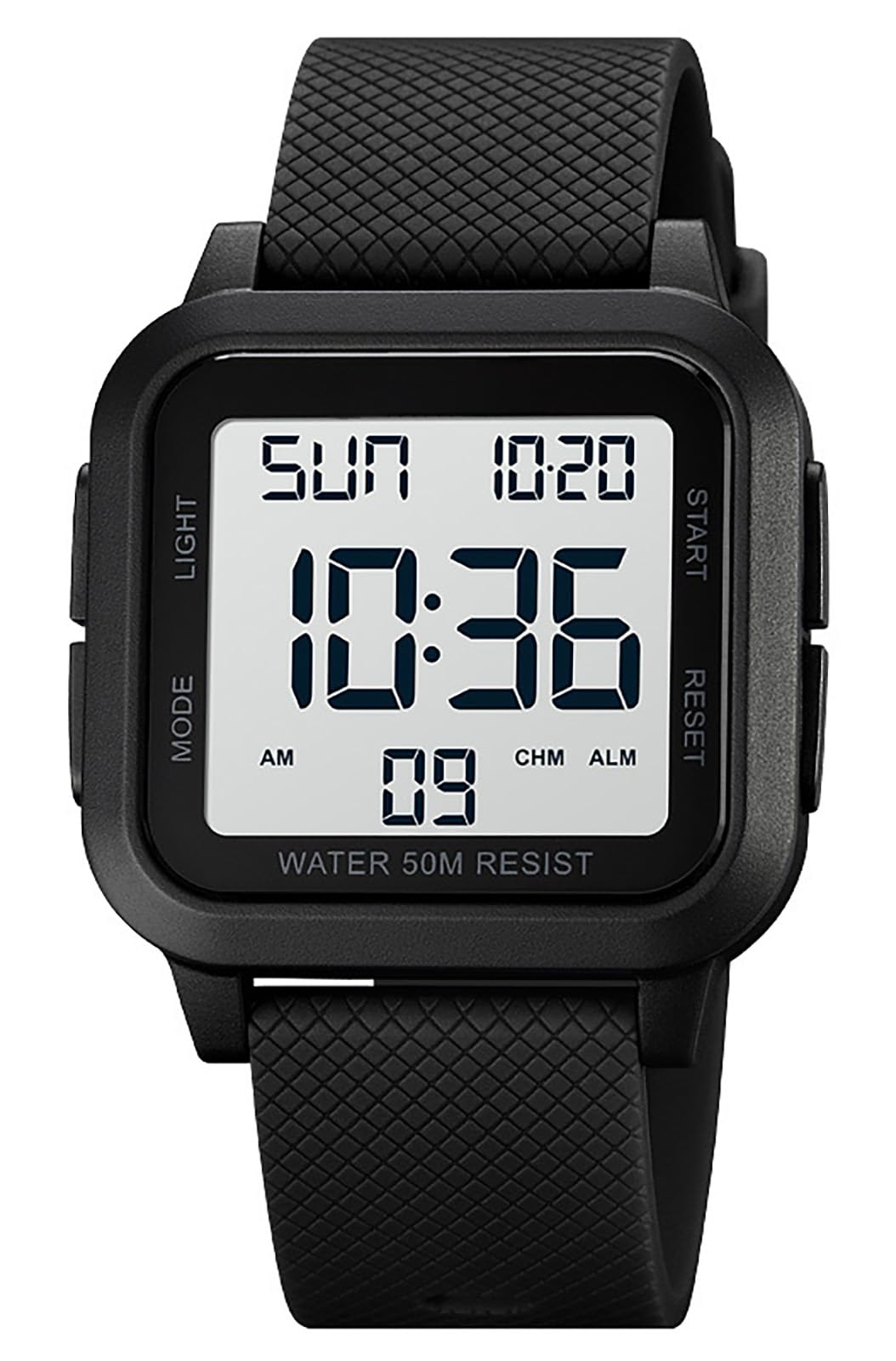 BESTKANG Unisex LED Digital Watch Women Men Digital Sports Watch Fashion Simple Luminous Waterproof Watch (Black-White)