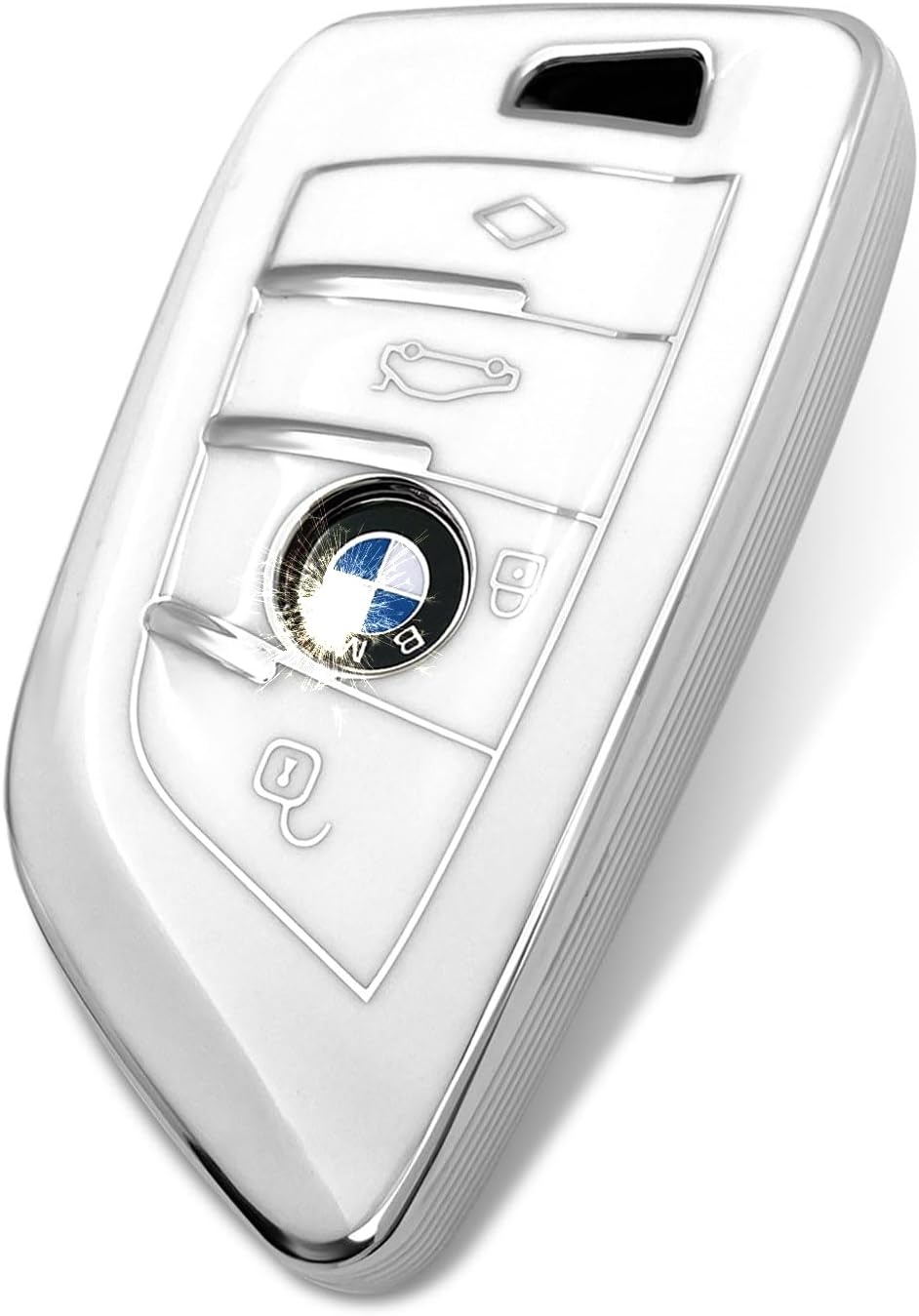 Suitable For Bmw Key.Advanced soft TPU key case is compatible with X1 X3 X4 X5 X6 X7 M5 M6 1 3 4 5 6 7 GT3 GT5 GT6 key 360 Degree full protection key (Type B White Key Cover)
