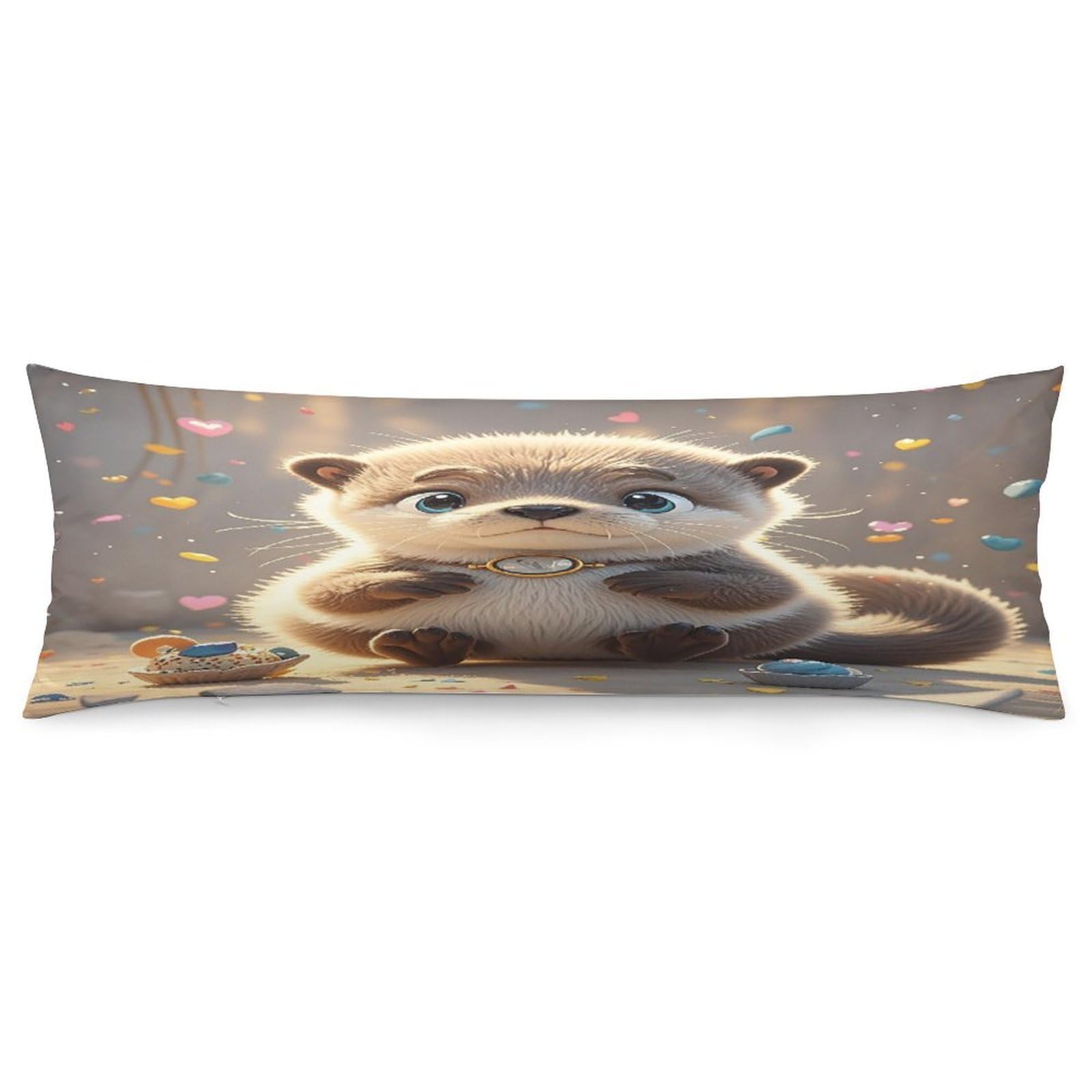 Cartoon Cute Otter Pillowcase Decorative Long Body Pillow Case Soft Breathable Body Pillow Cover Modern Large Pillowcase Cute Body Pillow Pillowcases for Bedroom Couch 18.9 X 53 Inch