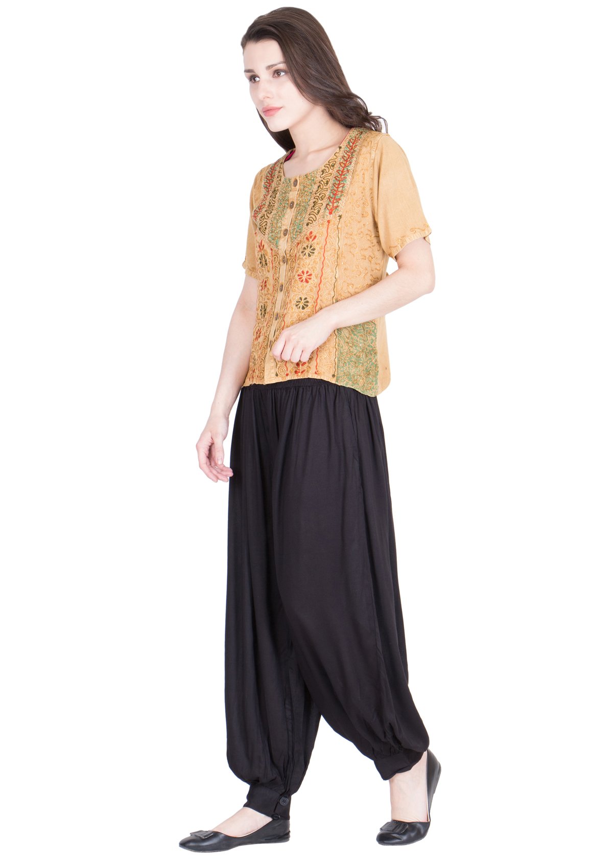Women's Rayon Harem Pant | Harem Pant for Women | Dhoti | Patiala Pants | Stylish Afghani Salwar Palazzo Pants | Comfortable & Regular Fit Pants for Yoga, Dancing (Free Size, Pack of 1) Black-image-24