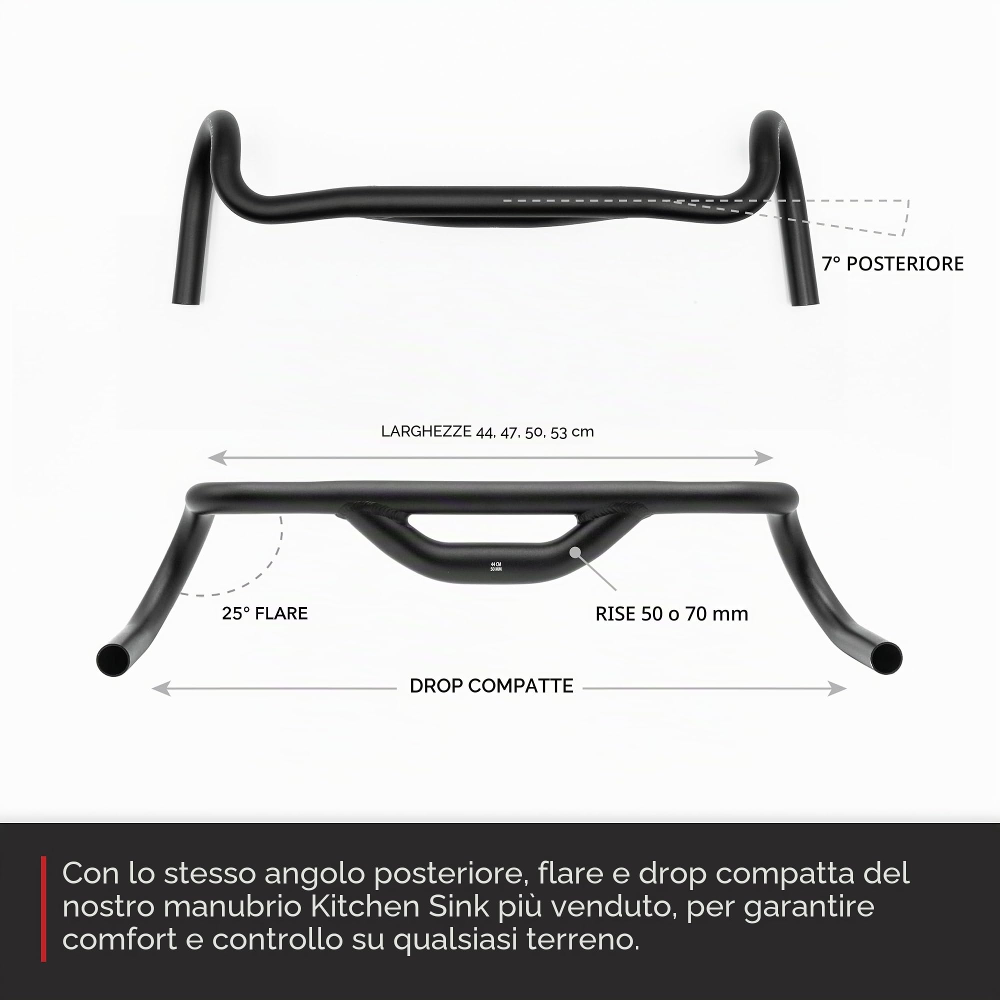 REDSHIFT Top Shelf Handlebar - 44cm Width, 70mm Rise