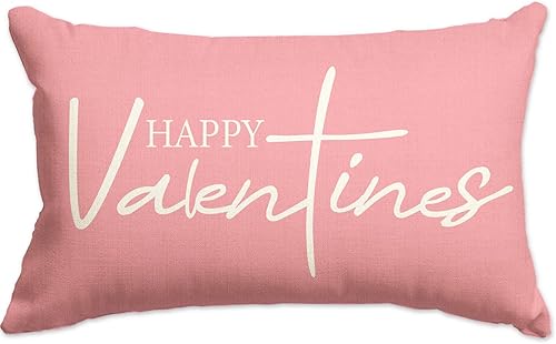 JXZYGMD Fundas de almohada para el día de San Valentín, 12 x 20 pulgadas, diseño de corazón rosa, decoración para el sofá, decoración del hogar