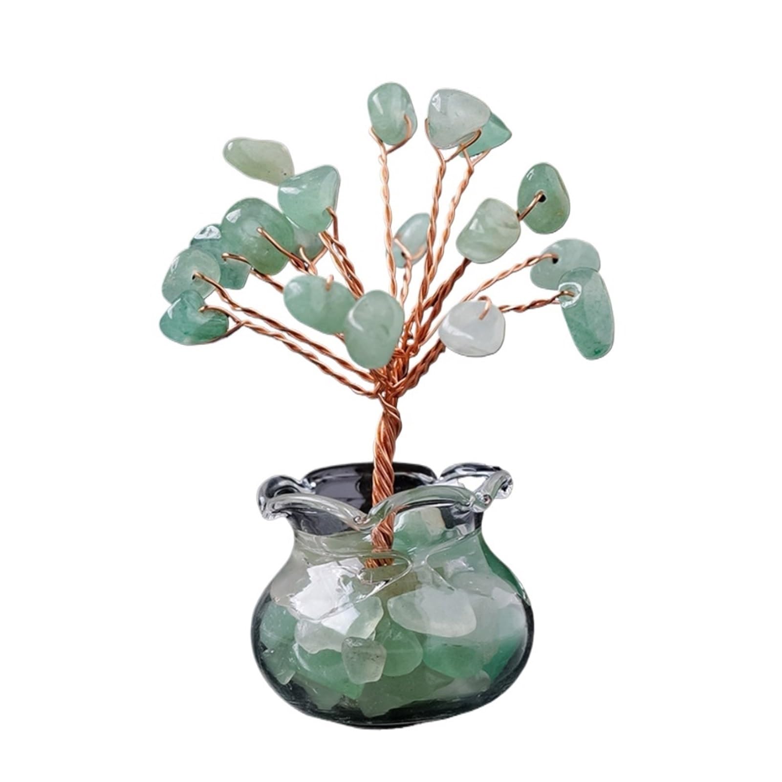 2Pcs Natural Crystal Tree - Lucky Stone Bonsai Ornament for Home & Office Decor(Aventurine)