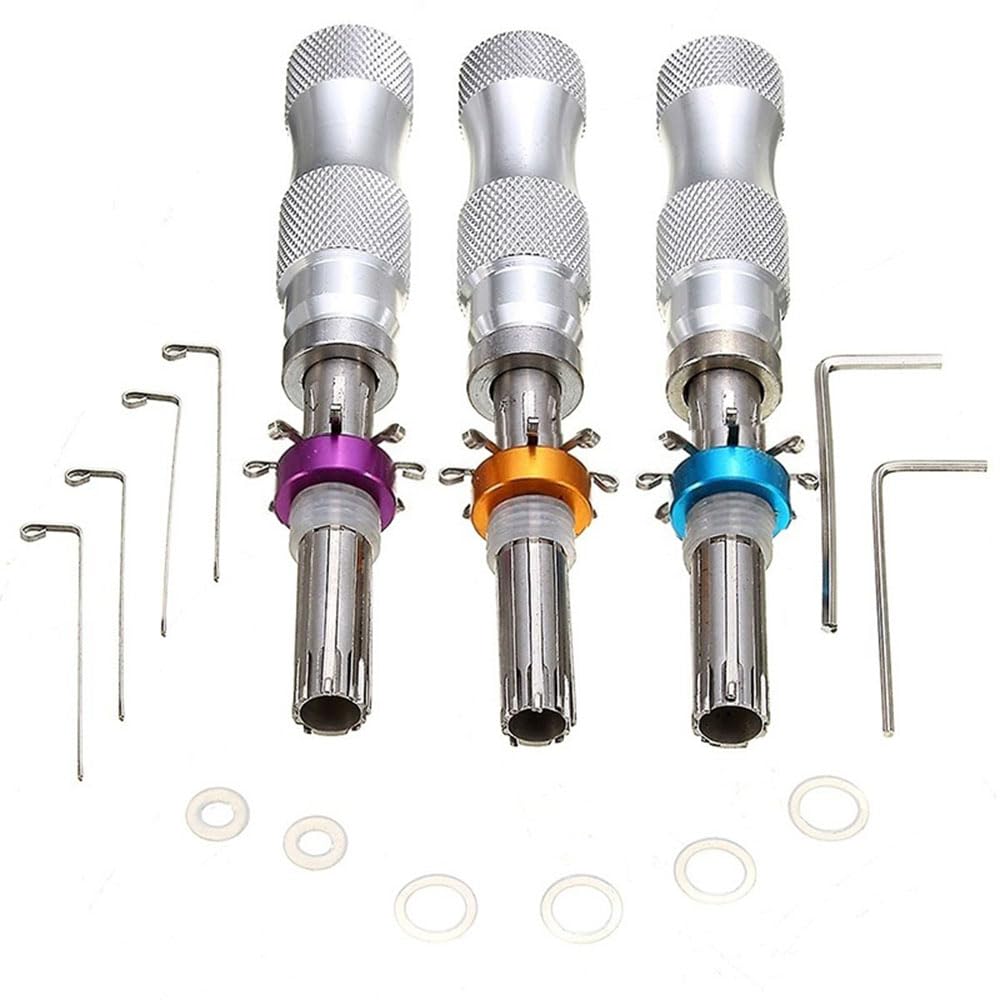 Juego de ganzúas tubulares de 3 piezas, 7 pines ajustables para cerradura tubular, herramientas de 7 mm, 7,5 mm, 7,8 mm