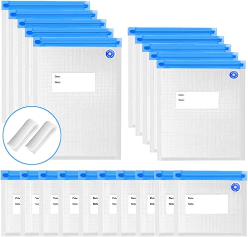 Bolsas reutilizables con cremallera al vacío, 20 bolsas Sous Vide para cocinas de Anova y Joule, 3 tamaños de bolsas de almacenamiento reutilizables