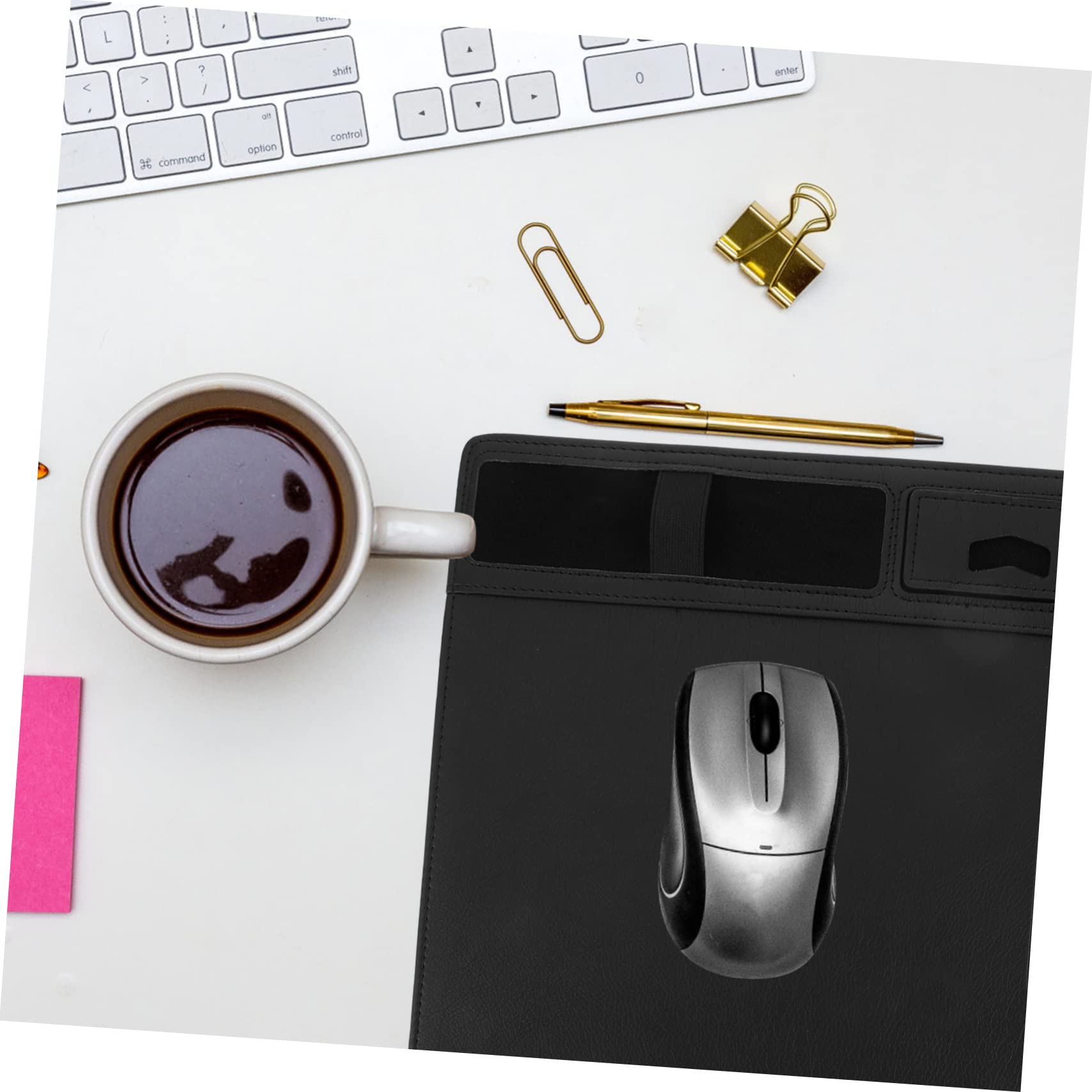 Housoutil Tappetino per Mouse Caricatore Wireless 15w, in Pu Nero, Superficie Anti-spruzzi, per Ufficio e Casa, Multifunzione