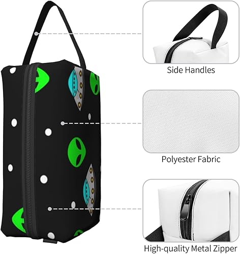 Miniatura 4 de Bolsa de maquillaje de viaje Alien-Ufo-Green Organizador de artículos de tocador portátil de gran capacidad bolsa de almacenamiento bolsa de viaje,