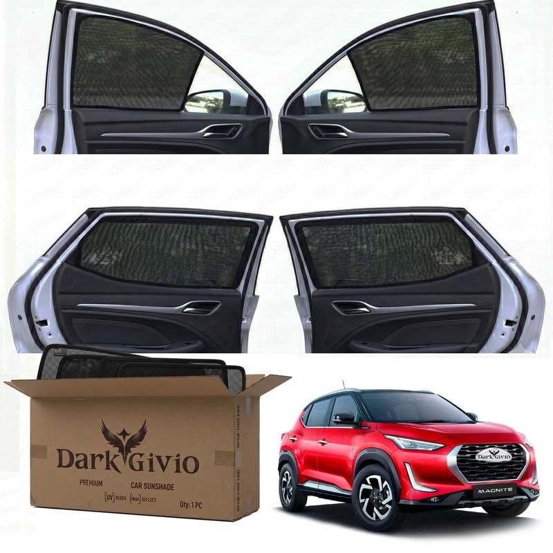 Image of Car Window Sun Shade Protector for MAGNITE | Exact Fit Non-Magnetic Half Cut Sunshade (Set of 4 /6) | UV Blocker Side Window Car Curtains & Interior Accessory