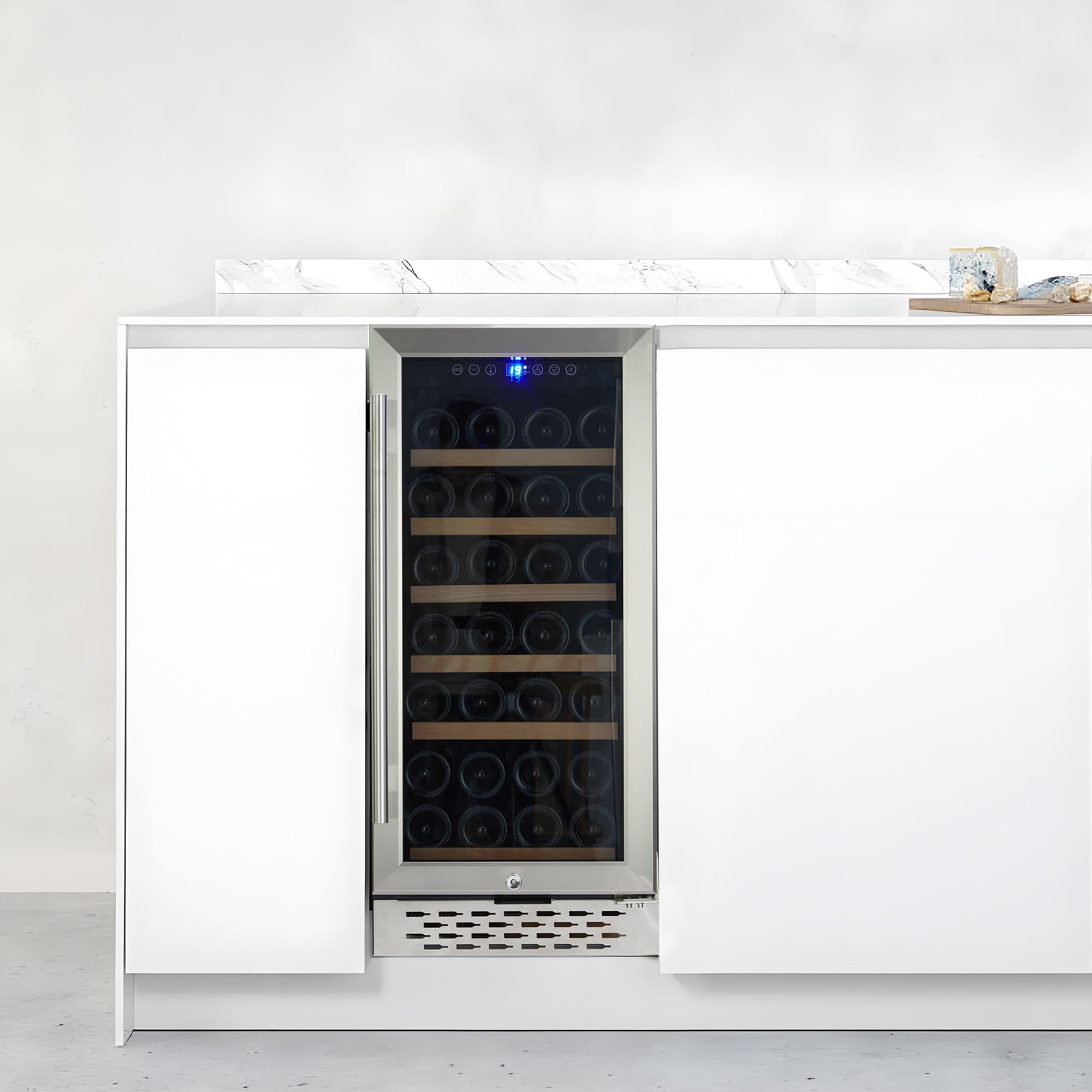 Garveehome 15 Inch Wine Cooler Refrigerator,28 Bottle Capacity, Freestanding Or Built-In Design, 41-65°F Digital Thermostat, LED Touch Display, Tempered Glass Door, Ideal For Home, Bar, Office Use on Fridge.com - View 6