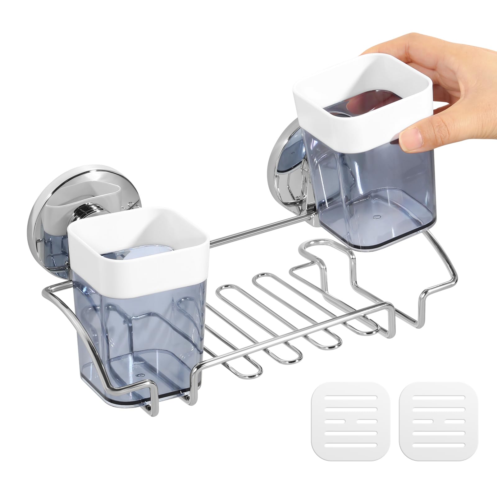 Porte-brosse à dents amovible en inox Uten avec ventouses et organisateur de dentifrice