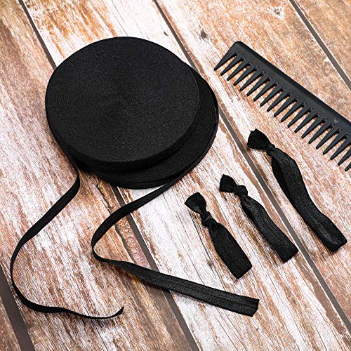 Wide Elastic Ribbon Band Fold Over Elastic Stretch Foldover Elastics Trim Sewing Ribbon For Hair Ties Headbands Hair Bows Diy Craft (Black, 5/8 Inch X 25 Yard) #TOP4