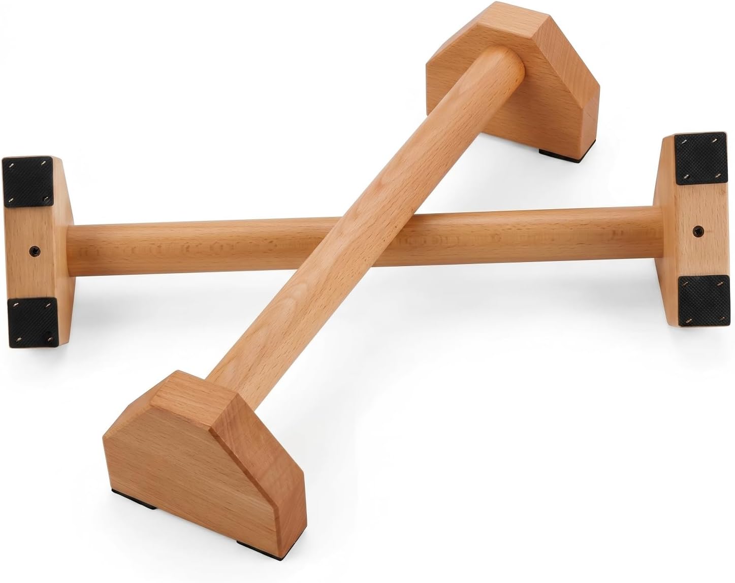 Beech Wood Push Up Bars Solid Wooden Parallettes 2 Pcs | 19.7 inch Length, Non-Slip Rubber Base Parallette Bars for Wrist Comfort, Perfect for Home Gym Calisthenics & Fitness Workout