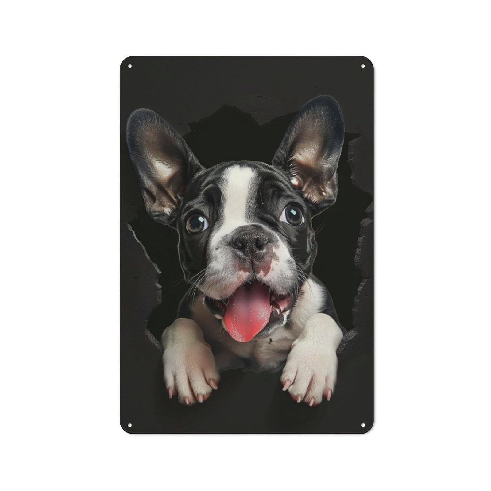 Junmoney Boston Terrier Shed Style Metal Wall Decor 30X20cm, Tin Sign For Conservatory, Home Bar Or Utility Room