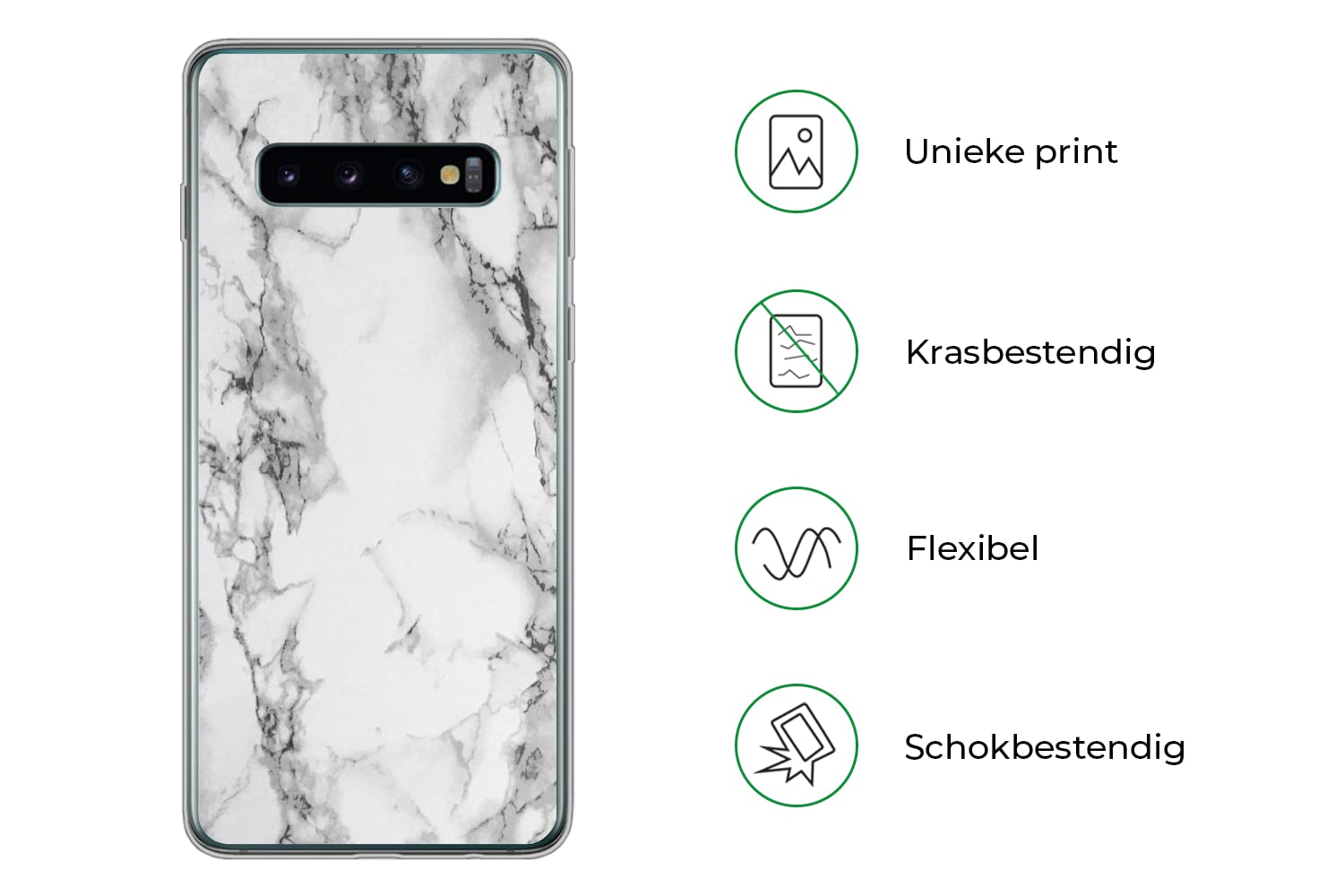 Funda para Samsung Galaxy S10 - Mármol - Piedra - Blanco - Gris - Negro - Aspecto de mármol - Funda de Silicona/Funda Blanda para teléfono móvil