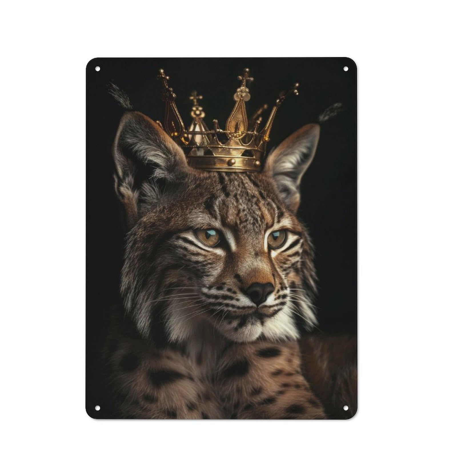 Animal Lynx King Metal Wall Sign 40x30cm, Nostalgic Classic Pub Decor for Pub, Home Bar, Shed Or Man Cave