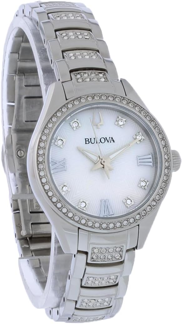 Bulova Crystal Mother-of-Pearl Dial and Stainless Steel Bracelet Watch | 28.5mm | 96L311