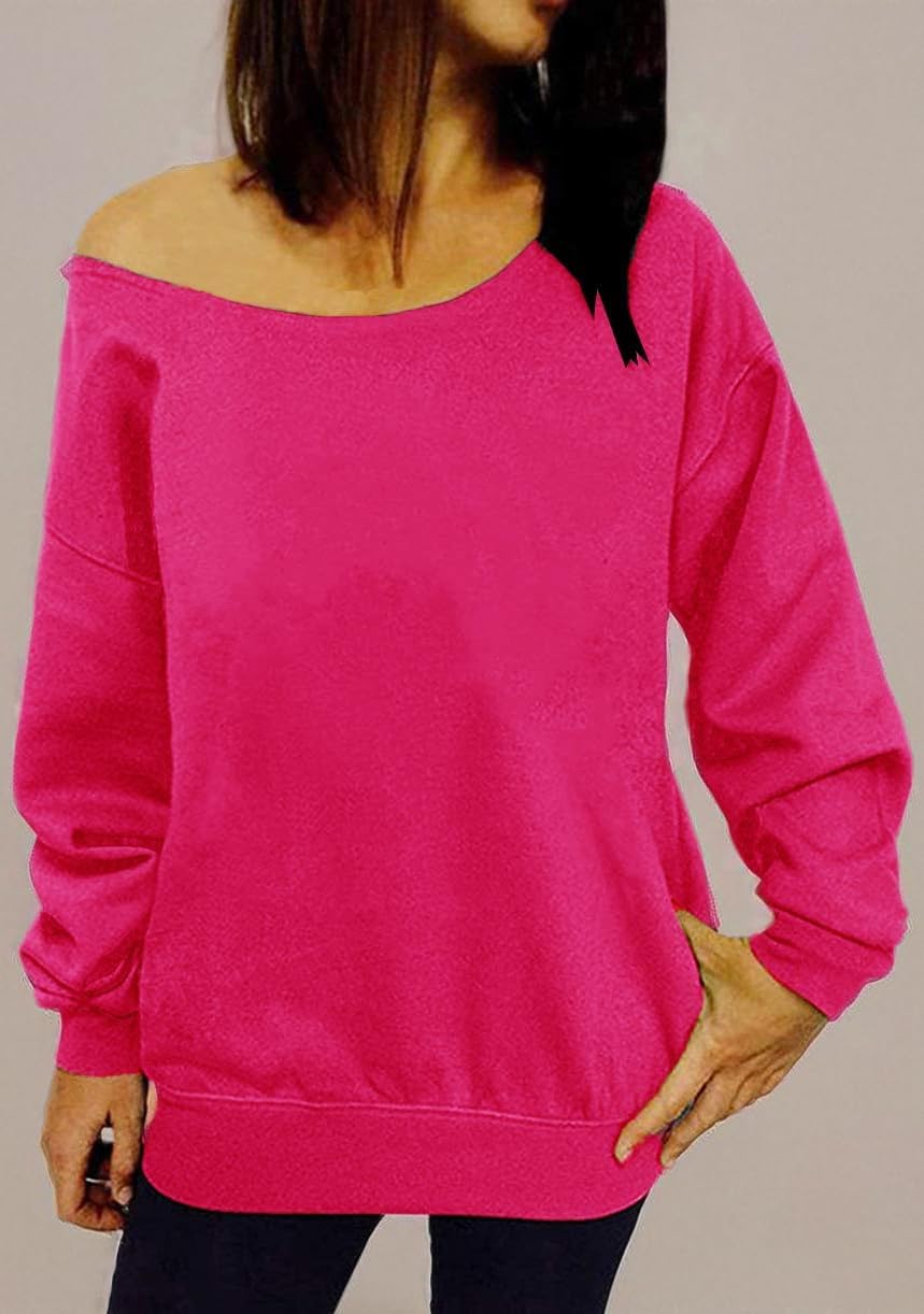 GSVIBK Womens Long Sleeve Off Shoulder Sweatshirt Soft Pullover Tops Slouchy Sweatshirts Casual Solid Shirts - Image 4