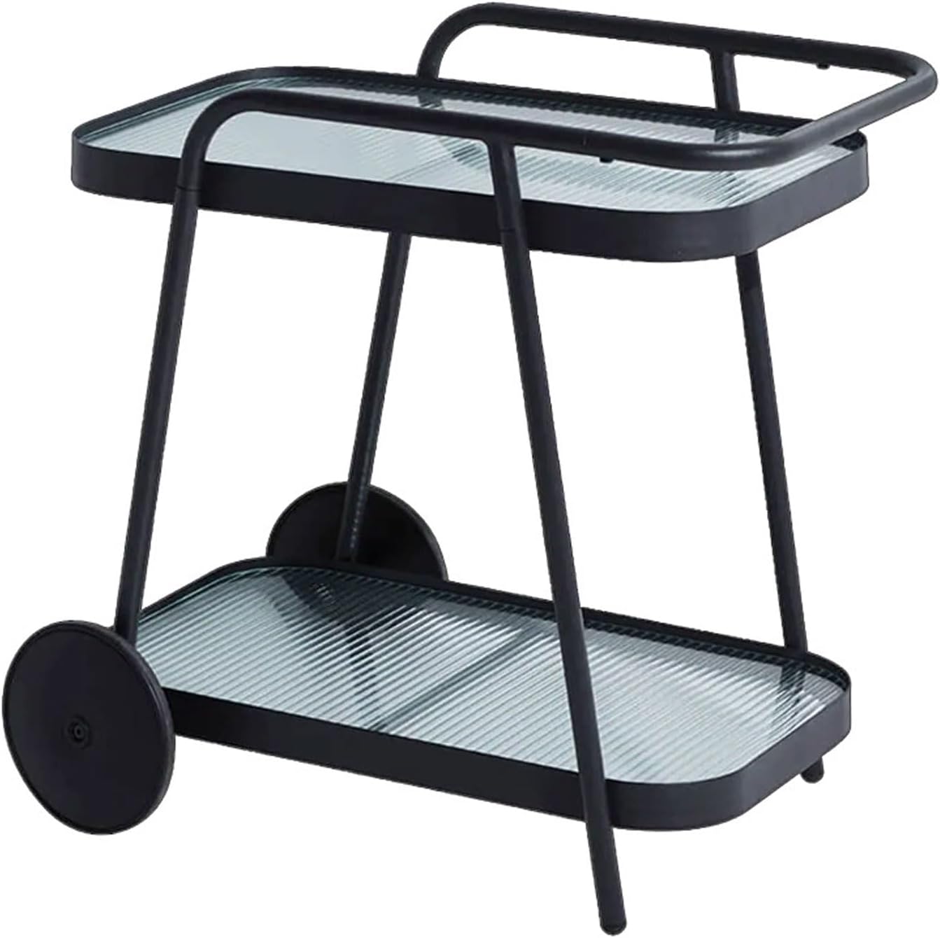 Bar Cart for the Home, 2-Tier Rolling Trolly With Wheels, Metal Frame, Modern Wine Cart for Kitchen Dining Room black
