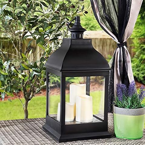 Sunjoy Femm Classic 20" Outdoor Battery Powered Lantern, Black Cover