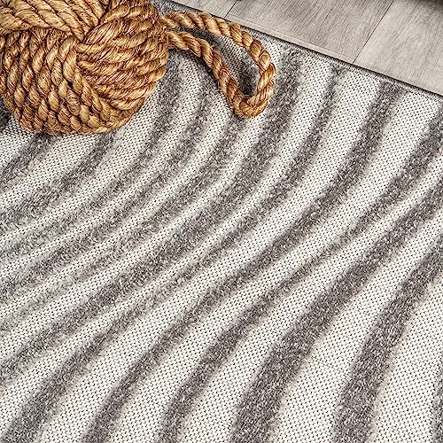 JONATHAN Y Maribo High-Low Abstract Striped Gray/Ivory 2x10 Indoor/Outdoor Runner Rug, Pet Friendly, Non-Shedding, Stain Resistant, Easy-Cleaning for Backyard, Patio (SCN103B-210) - Image 7