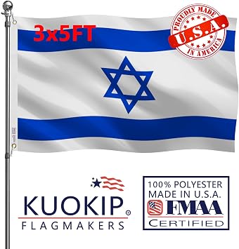 Double Sided The State of Israel Flag 3x5 Made in USA Outdoor Heavy Duty 3 Ply Polyester The Israeli ISR Flags with White Starting Tape and 2 Brass Grommets
