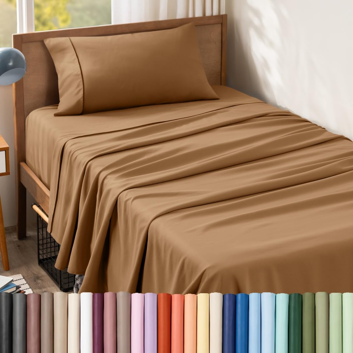 Bare Home Twin Sheet Set - 1800 Ultra-Soft (Twin, Caramel) โ image 1