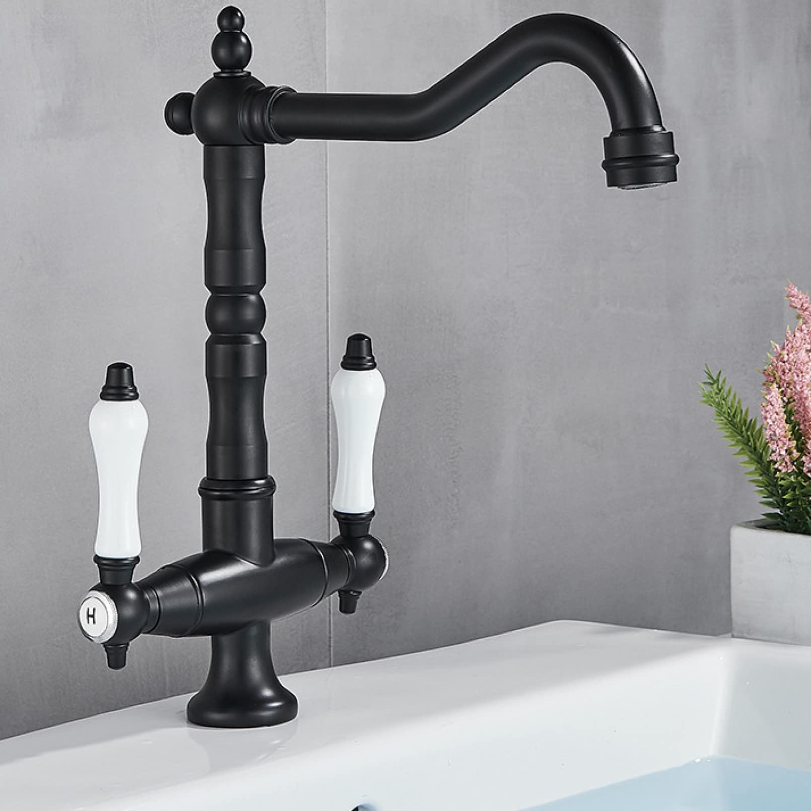 Grifo de lavabo de latón antiguo monomando mezclador LWX