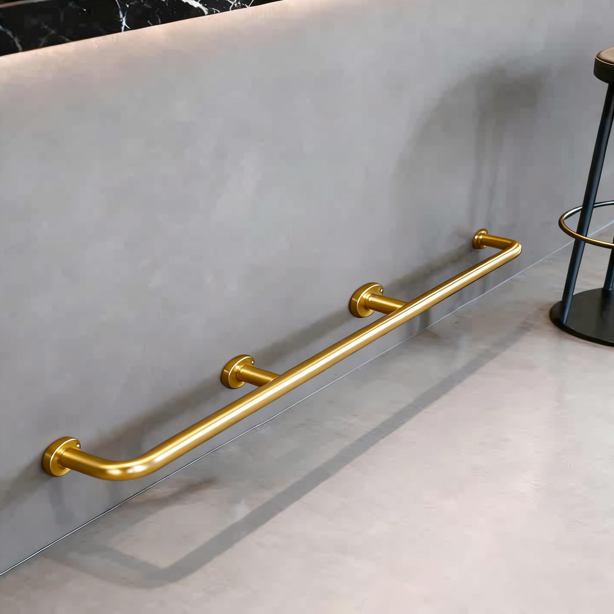 Gold Bar Foot Rest Rail Kit 15 13 10 9 8 7 6 5 4 3 Ft Long, Heavy Duty Footrest Kick Bar for Kitchen Island/Dining Tables/Commercial Restaurants(L 230cm/7.5ft)