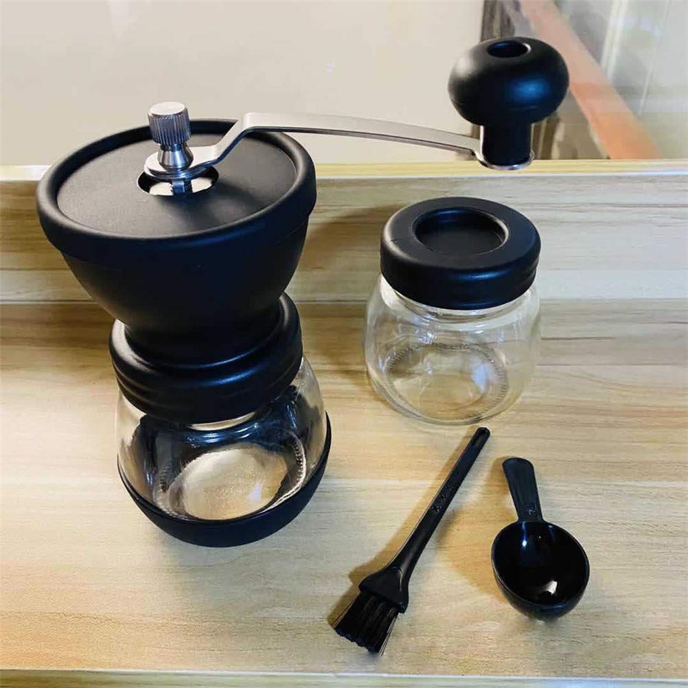 LBCD Manuale Macina Da Caffè In Acciaio Inox Regolabile Portatile A Mano Grossezza Ceramica Mulino Conico Con Due Barattoli Di Vetro Pennello Cucchiaio Ministero degli Interni E Viaggi