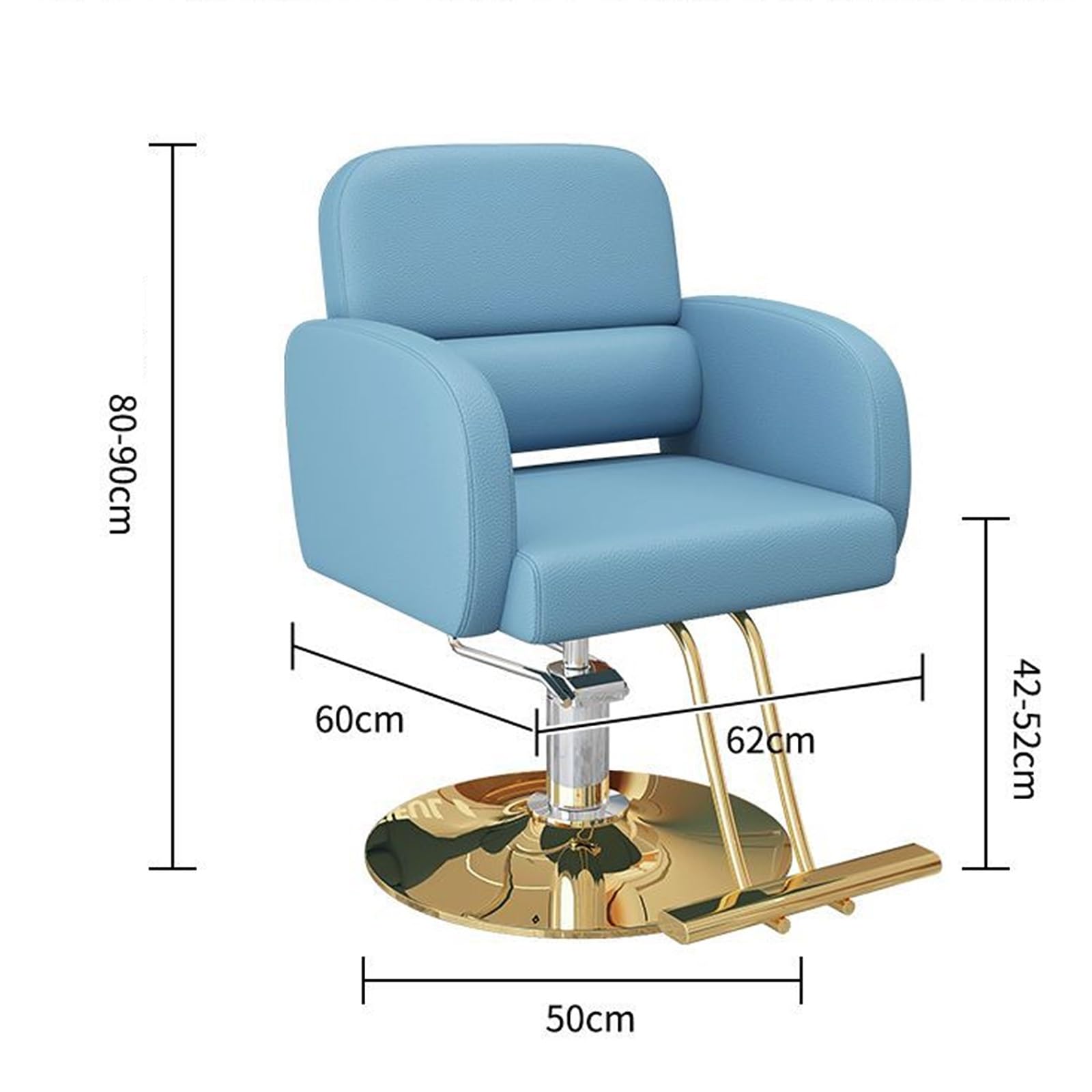 Sillas de barbero, Silla ergonómica para peluquería para estilistas: Silla de barbero giratoria de Cuero con Altura Ajustable y Base chapada en Oro para barberías y spas (Beige).