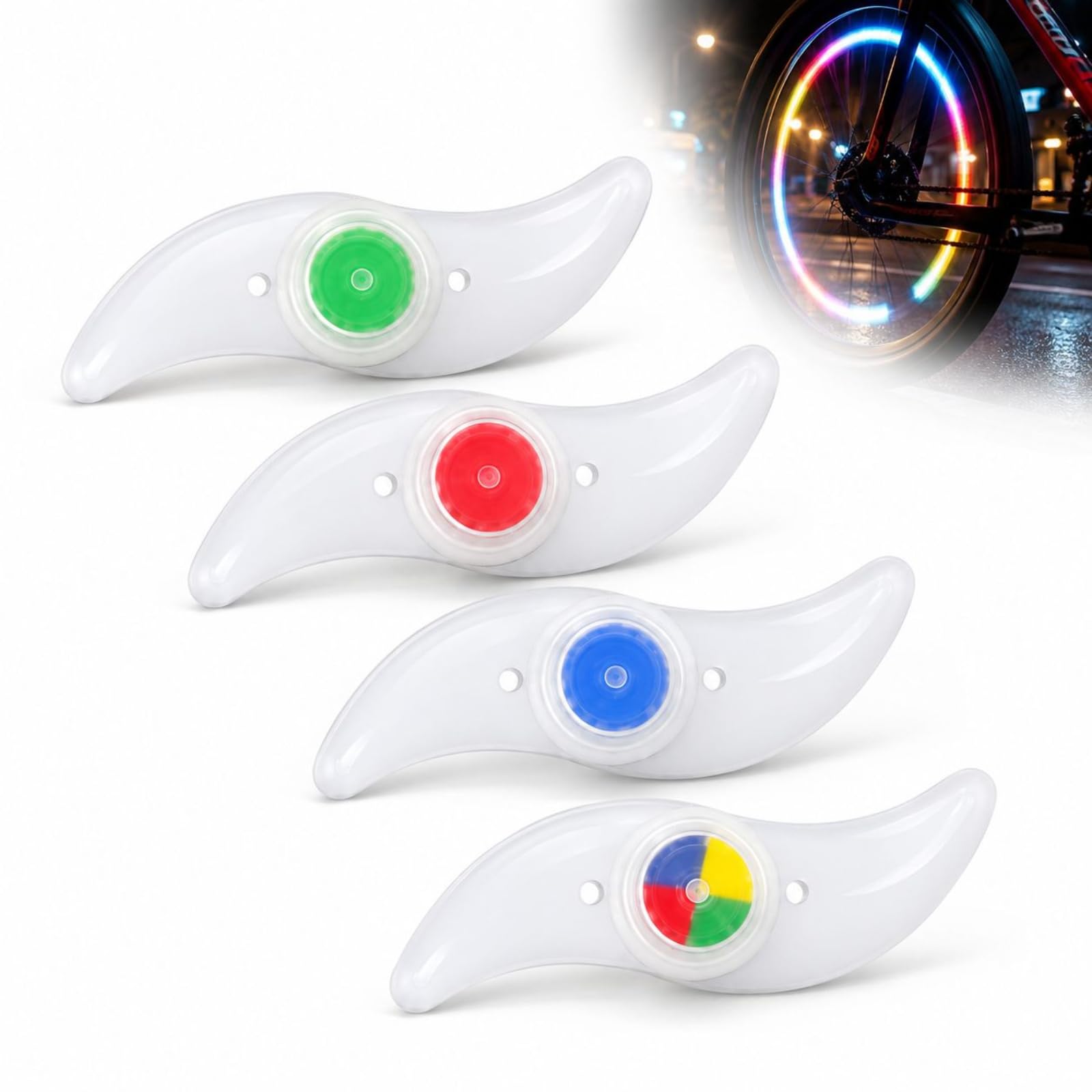 4 Pack Waterproof LED Bike Spoke Lights 3 Modes for Night Riding Safety