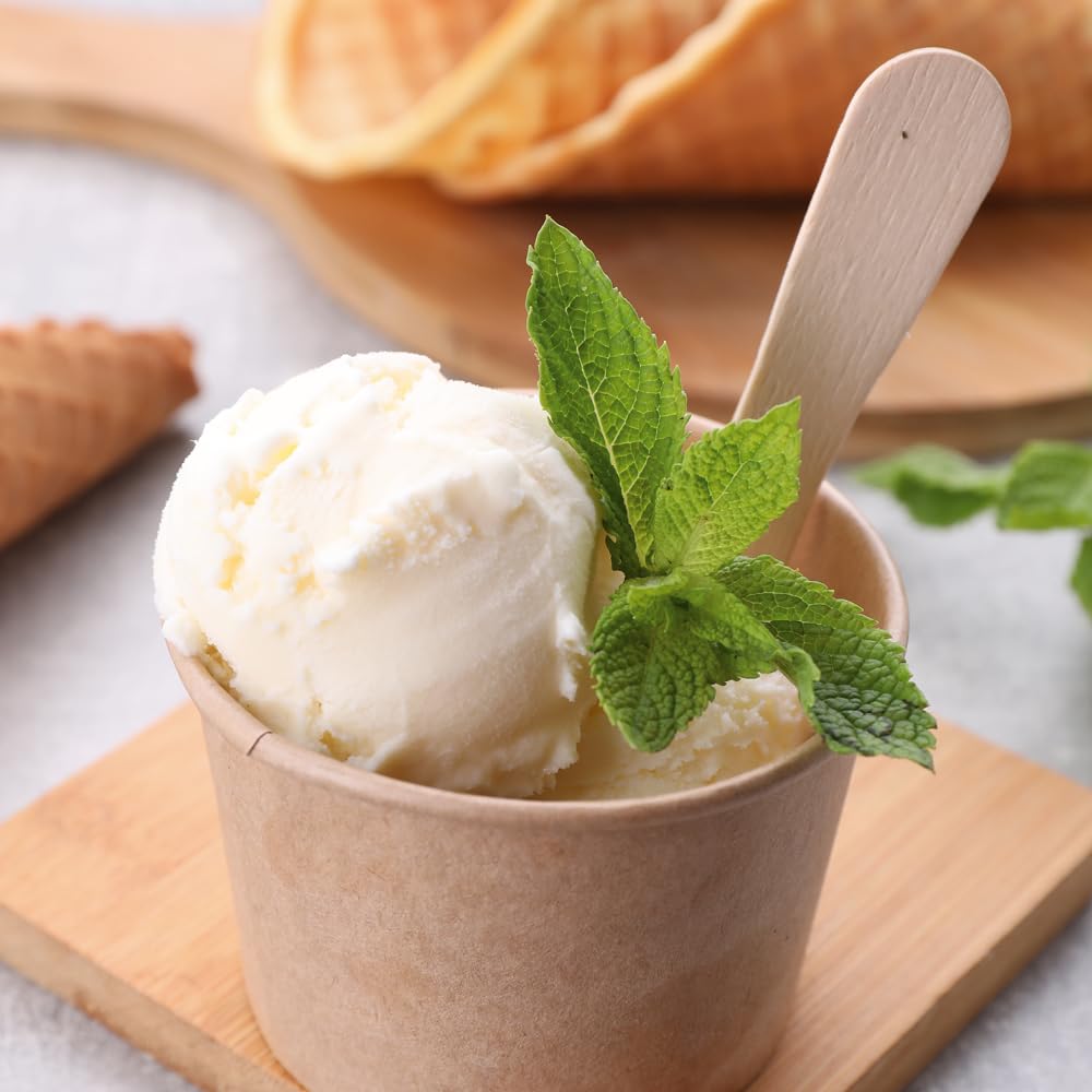 1000 Stück, Holz-Eislöffel, FRANZ MENSCH, 9,6cm, natur, Holz, FSC 100% | Eislöffel aus Holz, Einweglöffel, Dessertlöffel, wooden ice cream spoon, FSC 100%, Eisdiele, Catering, To-go