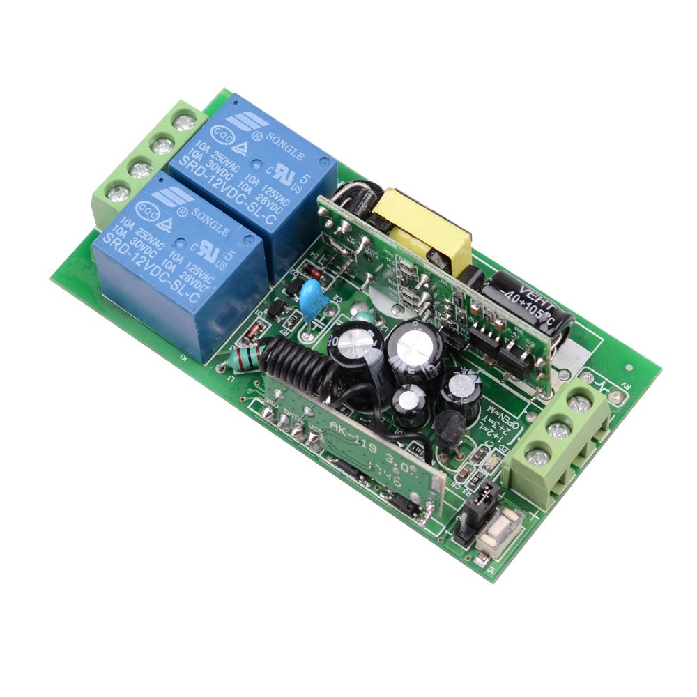 110 V 220 V CA 2 canales 10 A 1000 W, interruptor remoto por radiocontrol, transmisor y receptor, interruptor eléctrico, mando a distancia inalámbrico