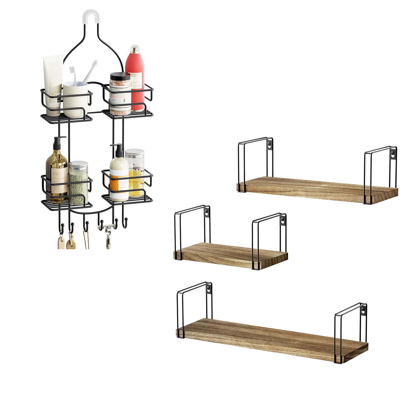 SRIWATANA Shower Caddy - Floating Shelves Set of 3