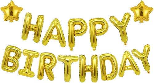 Miniatura 1 de Cartel de globos de letras de papel de aluminio 3D de 16 pulgadas con 2 globos de estrella para niños y adultos, decoraciones de fiesta de