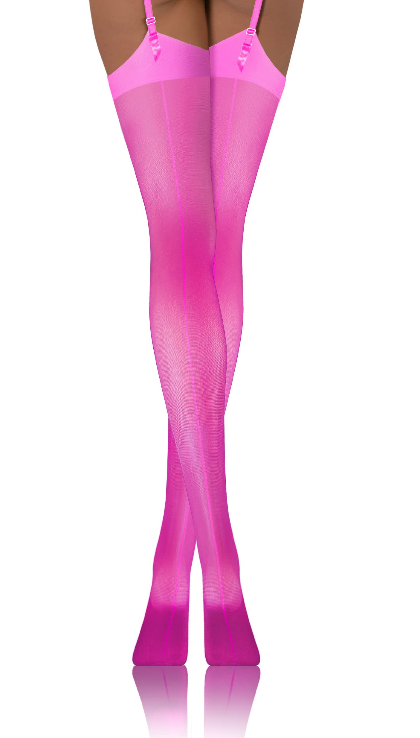 Sesto Senso Women's Belt stockings 20 Den Seamed Sexy Stockings PDP_02 XL-XXL Pink Neon