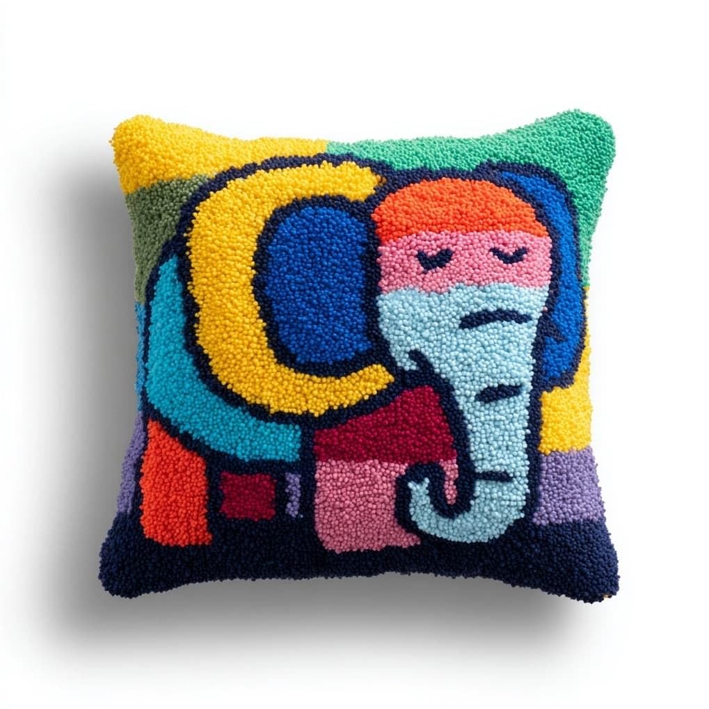 AxiangziK Latch Hook Pillow Kits 17x17in,Cartoon Elephant