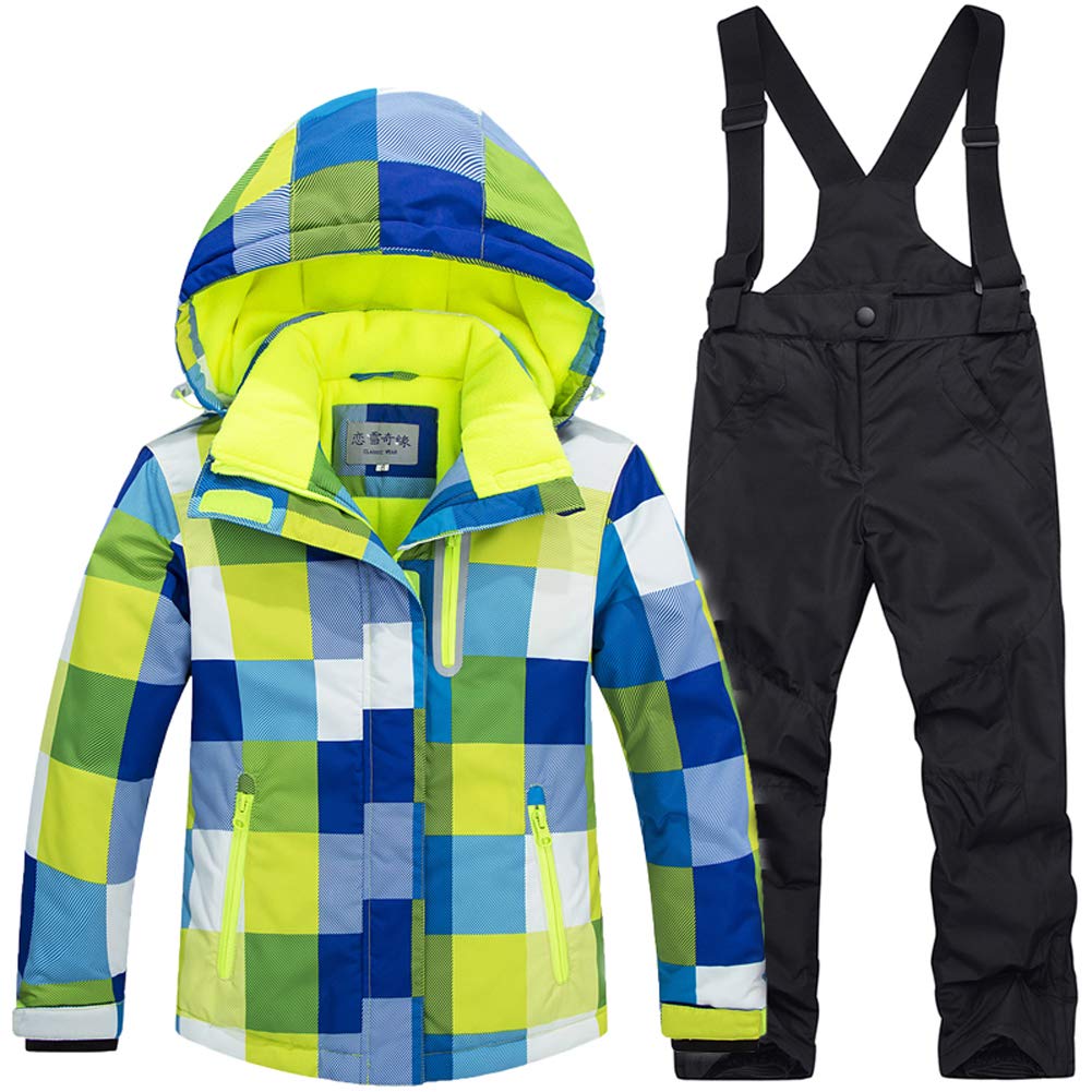 Girls/Boys Snowsuits Hooded Insulated Windproof Winer Coats Ski Jacket Snow Pants Set