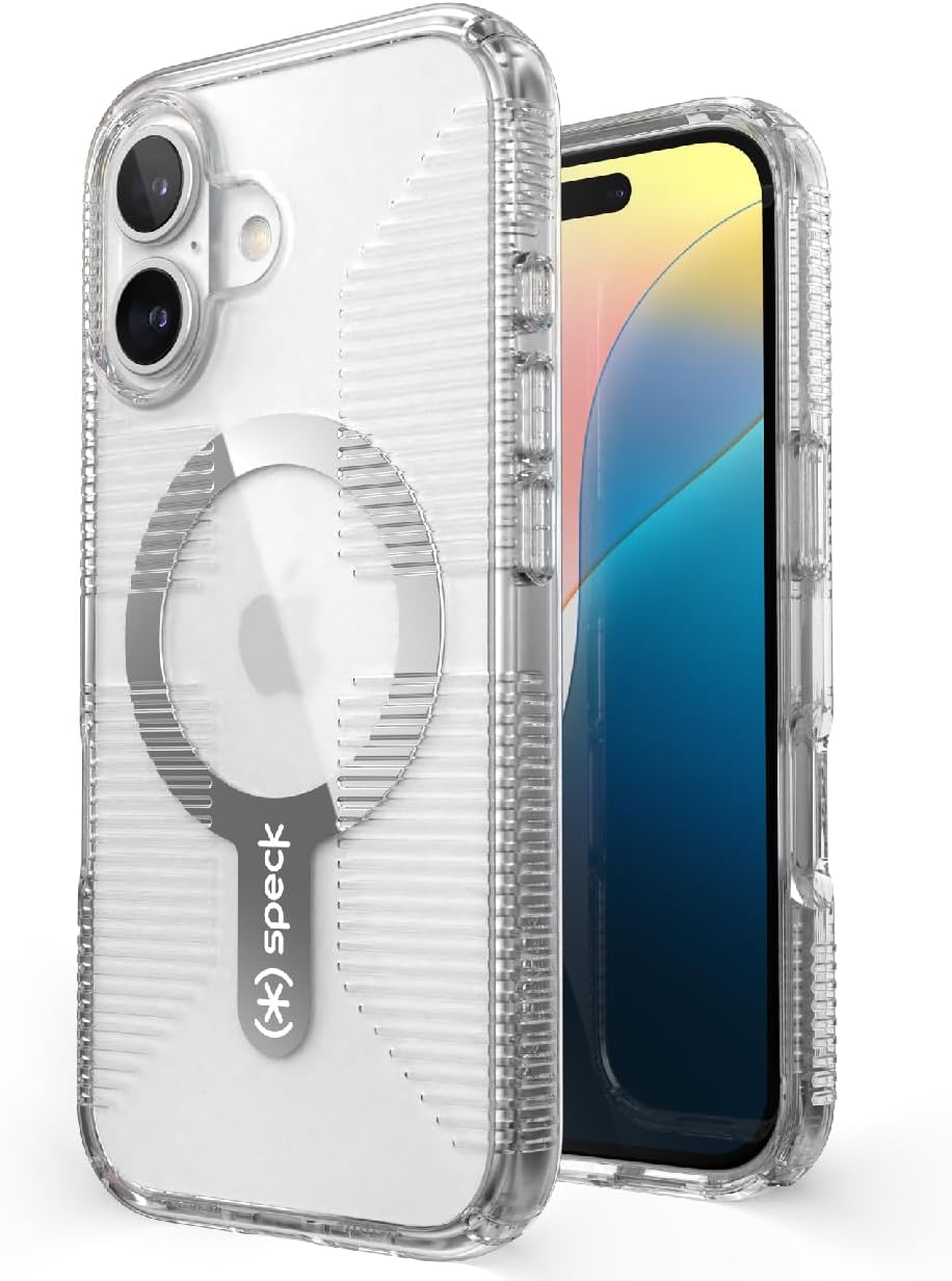 Speck Clear iPhone 16 Case - Slim Phone Case - MagSafe - GemShell - Crystal Clear
