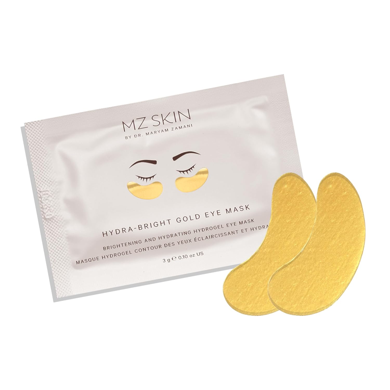 MZ SKIN Hydra-Bright Gold Eye Mask - Collagen-Infused Hydrogel Treatment for Puffiness, Dark Circles and Fine Lines, With Niacinamide, Hyaluronic Acid & Gold Nano Particles, Fragra...