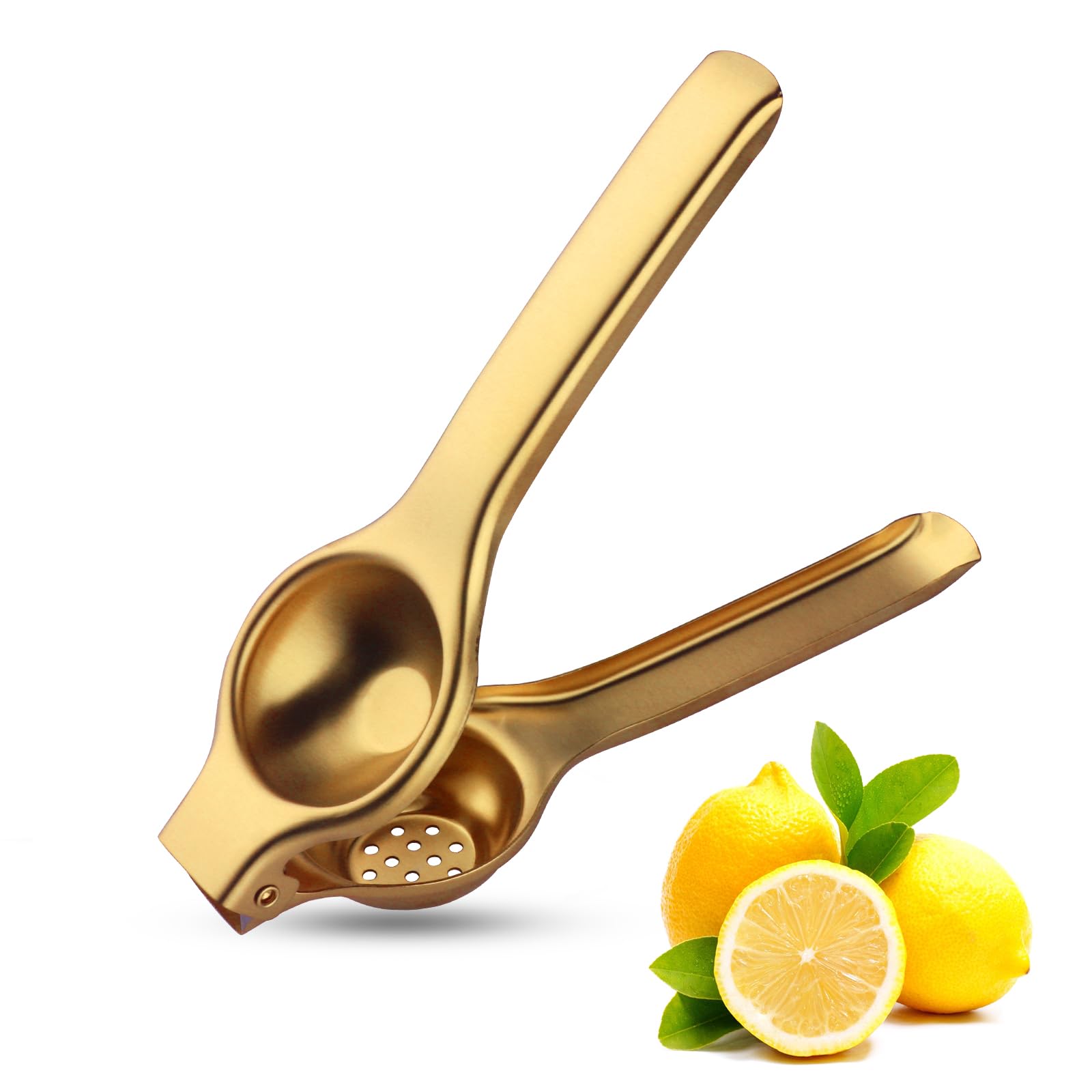 TUPMFG Manual Lemon Squeezer - Heavy Duty - Stainless Steel Orange Lemon Juicer Squeezer, Hand Citrus Lemon Squeezer Press, Safe Quick and Effective Juicing (Gold)