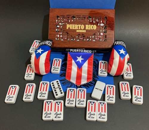 Juego de dominó puertorriqueño con estuche de madera miniatura 5