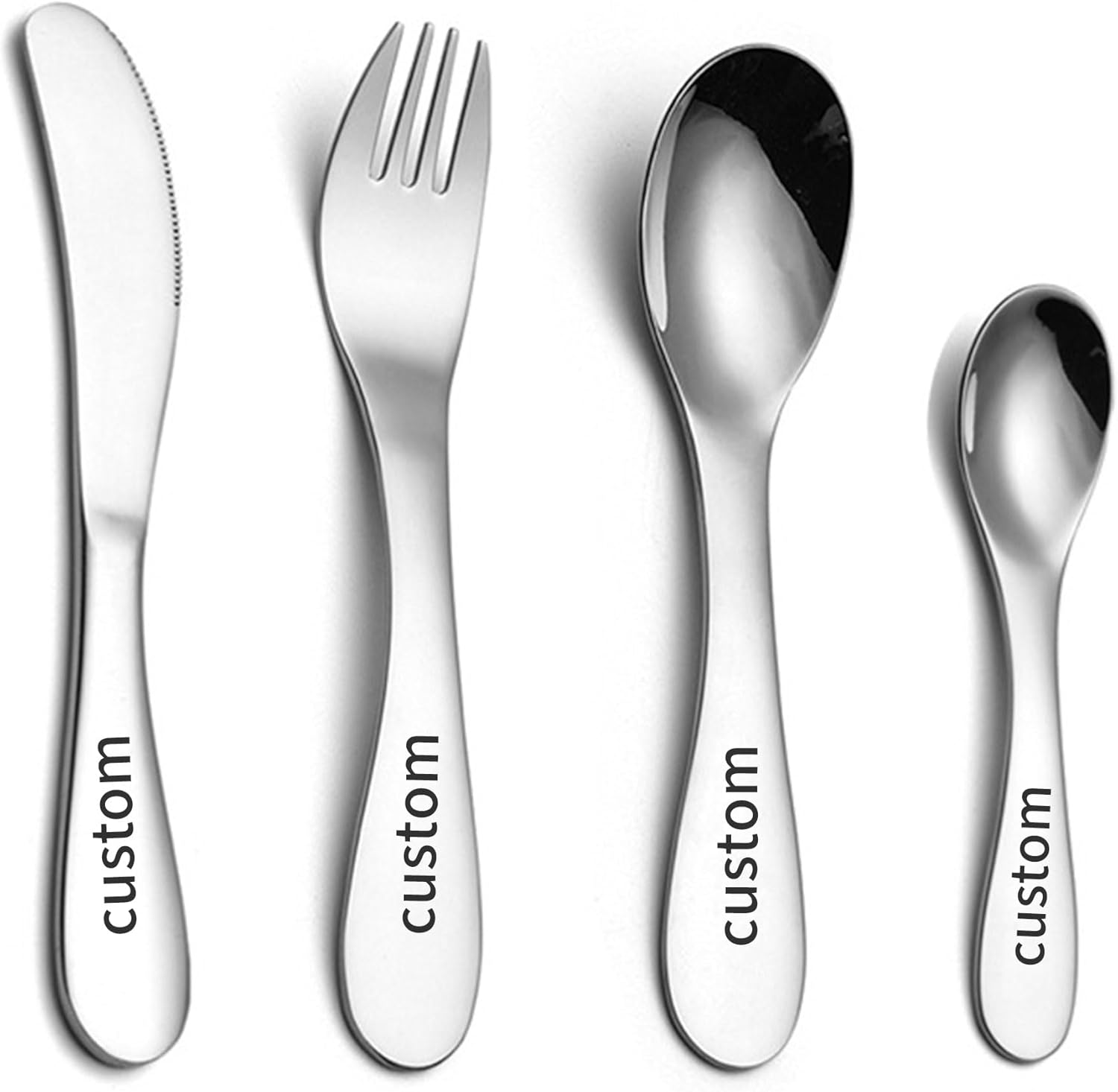 Four Type Custom Made Children's Dining Silverware Set, Children's Metallic