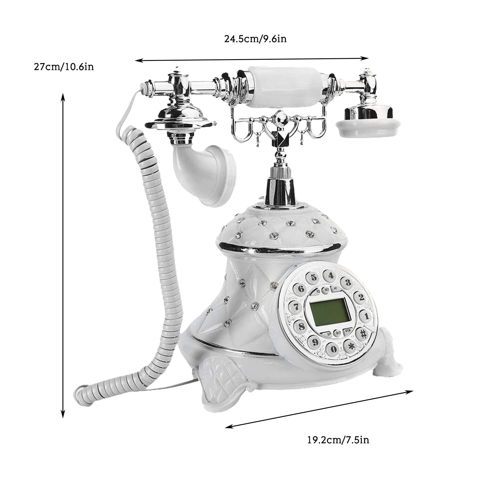 Biały vintage telefon antyczne biuro telefon przewodowy retro telefon stacjonarny, imitacja antyczny telefon