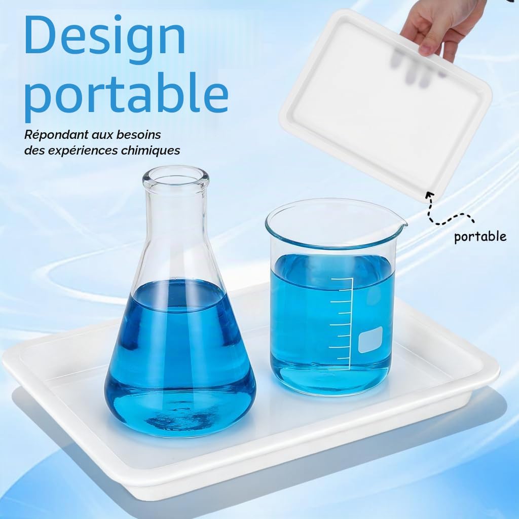 STOBAZA Plateau De Laboratoire 4 Pièces Résistant Aux Acides Et Alcalis Plateau en Plastique Étanche pour Expériences Scientifiques Et Confinement D'Échantillons
