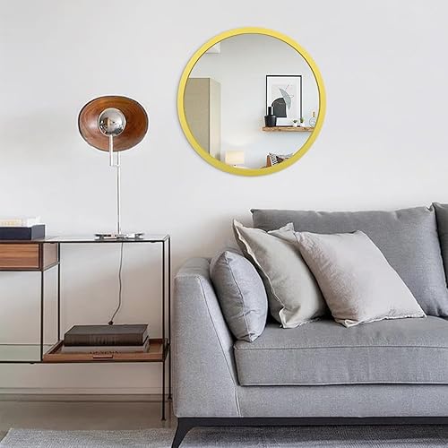 Miniatura 156 de JJUUYOU Espejo circular de pared redondo para baño, espejo de tocador gris, pequeño círculo decorativo para pared, marco de madera, espejo