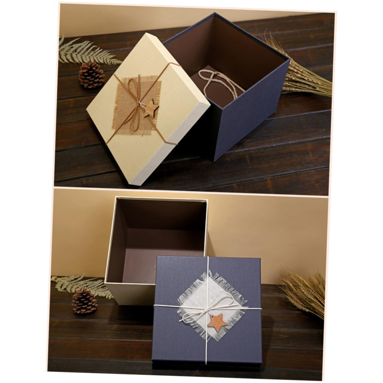 COLLBATH 1stück Quadratische Geschenkverpackung Box Für Kleidung Schals Und Bücher Pappschachtel Mit Band Für Geburtstagsgeschenke Handgefertigte Geschenkverpackung
