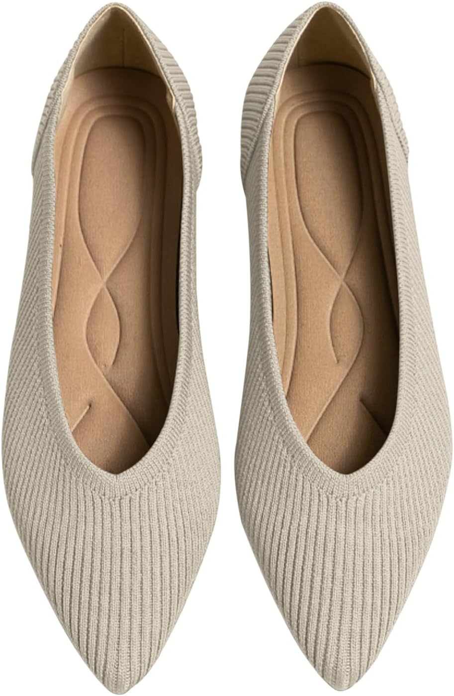 Women's Flats Shoes Pointed Toe Knit Ballet Comfortable Dressy Slip On Flat