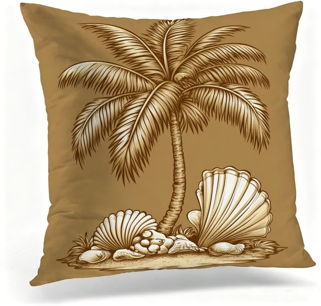 Poszewka na poduszkę 70 x 70 cm poszewka na poduszkę 70 x 70 poduszek sofa brązowa palmy poszewka na poduszkę lniana wzór dwustronny druk HD na sofę łóżko samochód dekoracyjne, prezent dla kobiet R